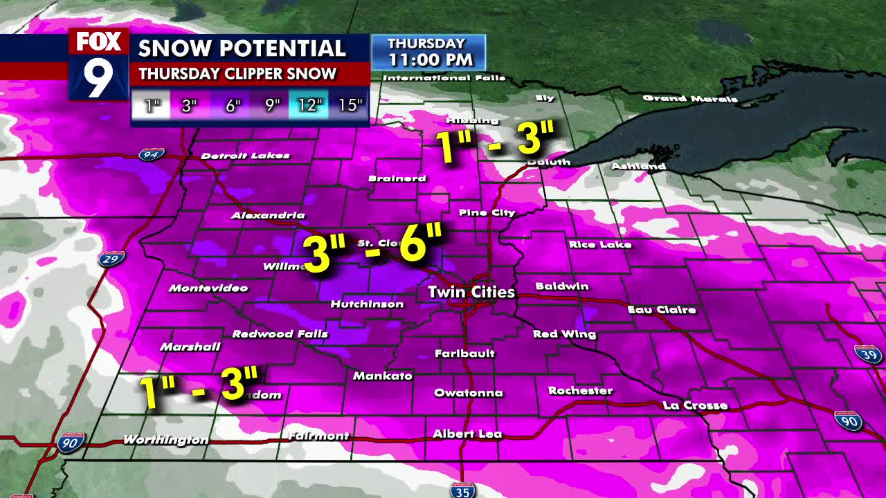 MN weather: Timeline of what to expect with Thursday's snow | FOX 9 ...