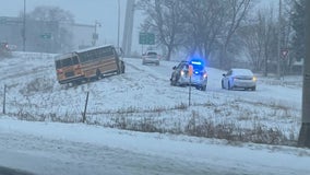 School bus slides into Brooklyn Center ditch, no injuries