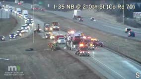 I-35 northbound lanes near Lakeville reopen after multi-vehicle crash Friday morning