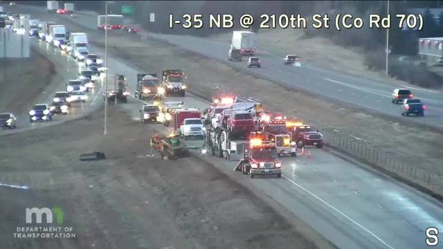 I-35 northbound lanes near Lakeville reopen after multi-vehicle crash Friday morning