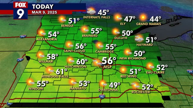 Minnesota weather: Warm again Sunday, some Monday temps will near 70 degrees