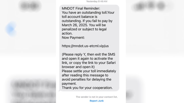 MnDOT warns of text scams requesting overdue toll, E-ZPass payments