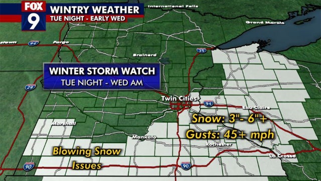 MN weather: Slushy accumulating snow possible late Tuesday and early Wednesday