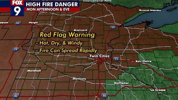Red flag warning in MN: Extreme fire danger in 80 counties Monday