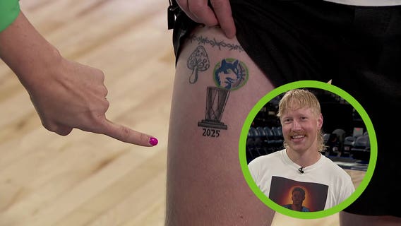 Confident Timberwolves fan gets championship trophy tattoo