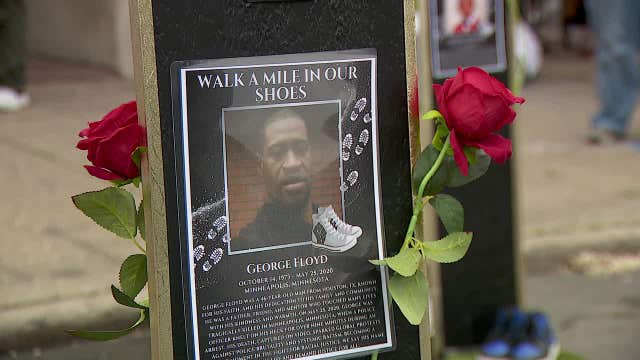 Roses, shoes, and victims' photos recognize police brutality, gun violence at George Floyd Square