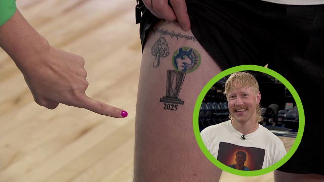 Confident Timberwolves fan gets championship trophy tattoo