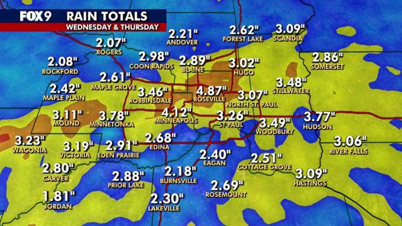 Minnesota rain totals map