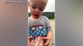 Adorable video captures toddler's excitement over mom's Spider-Man nails