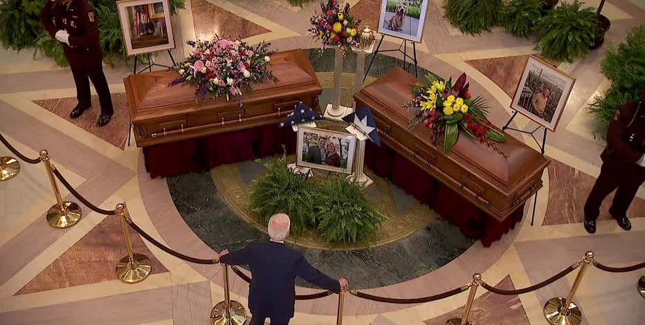 Former President Joe Biden pays respects to Hortmans, visits Hoffmans at the hospital