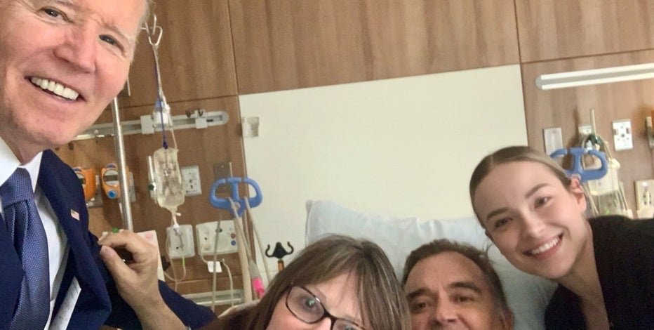 Former President Joe Biden pays respects to Hortmans, visits Hoffmans at the hospital