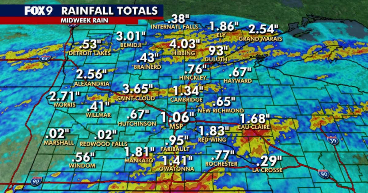 Minnesota weather: Rain totals from midweek storm | FOX 9 Minneapolis ...