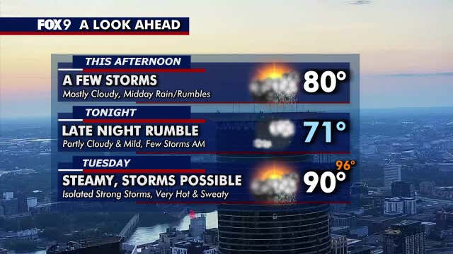 Minnesota weather: Off-and-on storms the next few days, steamy midweek