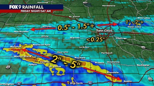 Minnesota weather: Rain totals following Friday night storms
