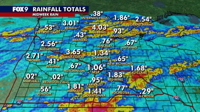 Minnesota weather: Rain totals from midweek storm