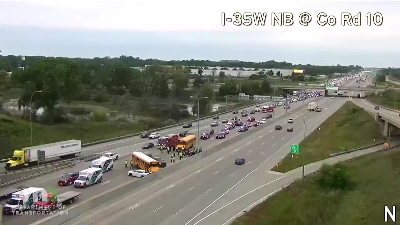 School Bus Crash on I-35W: No Student Injuries Reported