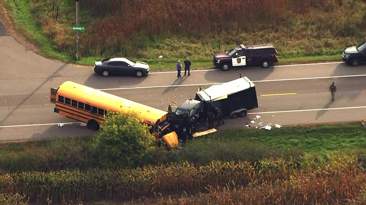 1 killed as school bus collides with pickup truck in Andover | FOX