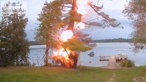 Dramatic video shows lightning strike exploding tree in Wisconsin