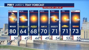 Summer warm holds for Sunday before we turn seasonable for Monday