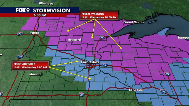Minnesota weather: Freeze warning, frost advisory in parts of state
