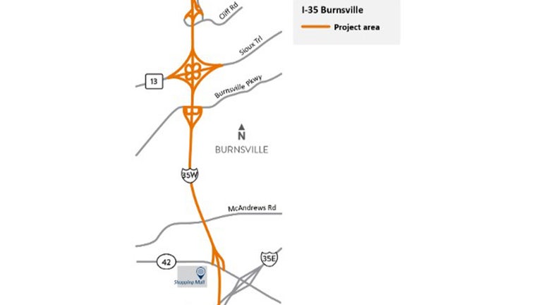 I-35W closures, lane reductions in Burnsville begin Monday | FOX 9