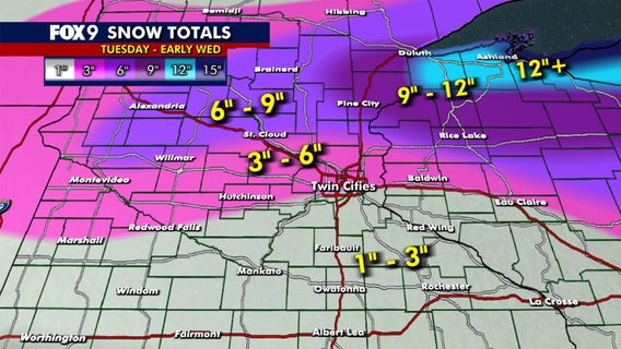MN weather: Snow totals from Tuesday-Wednesday’s storm