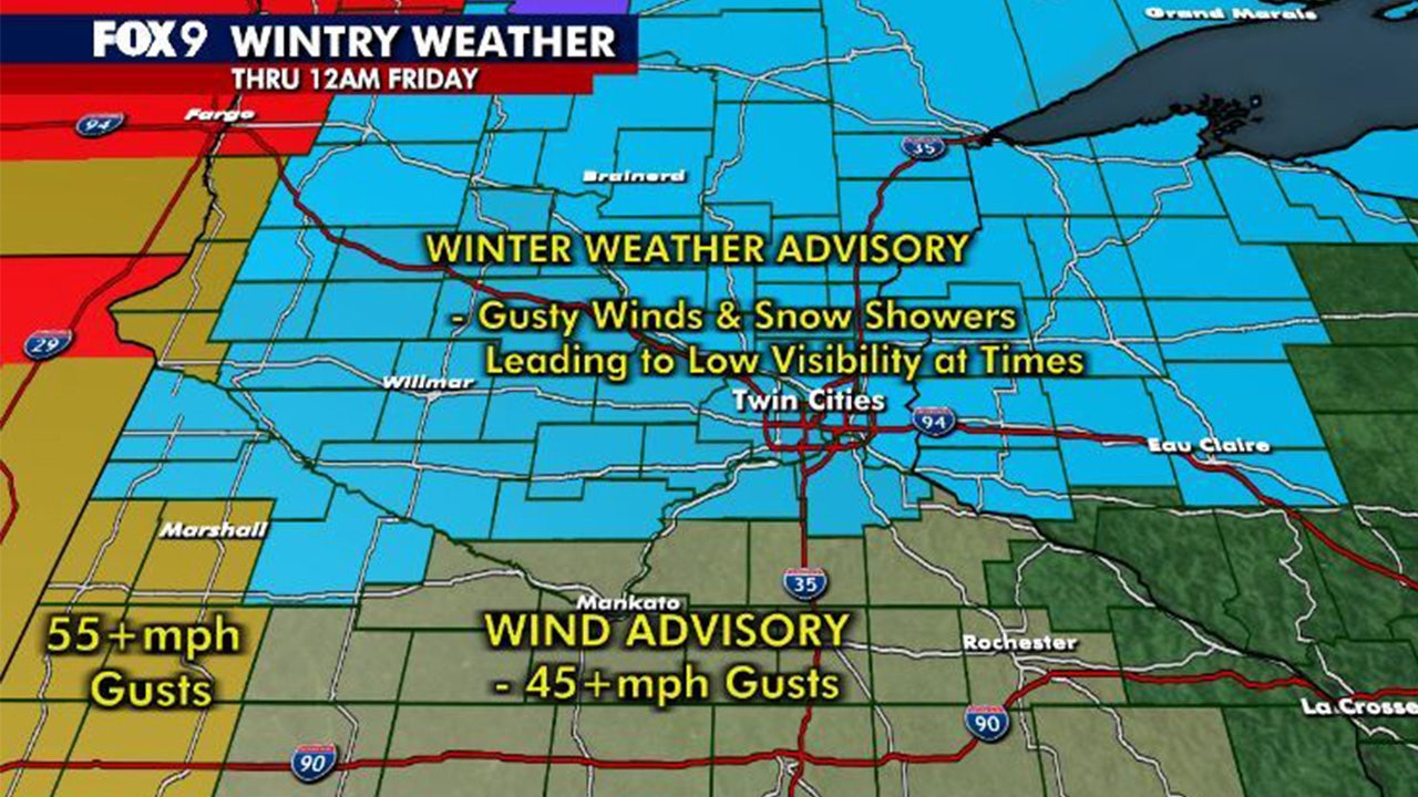 Minnesota weather: Falling temps, gusty winds and snow showers Thursday