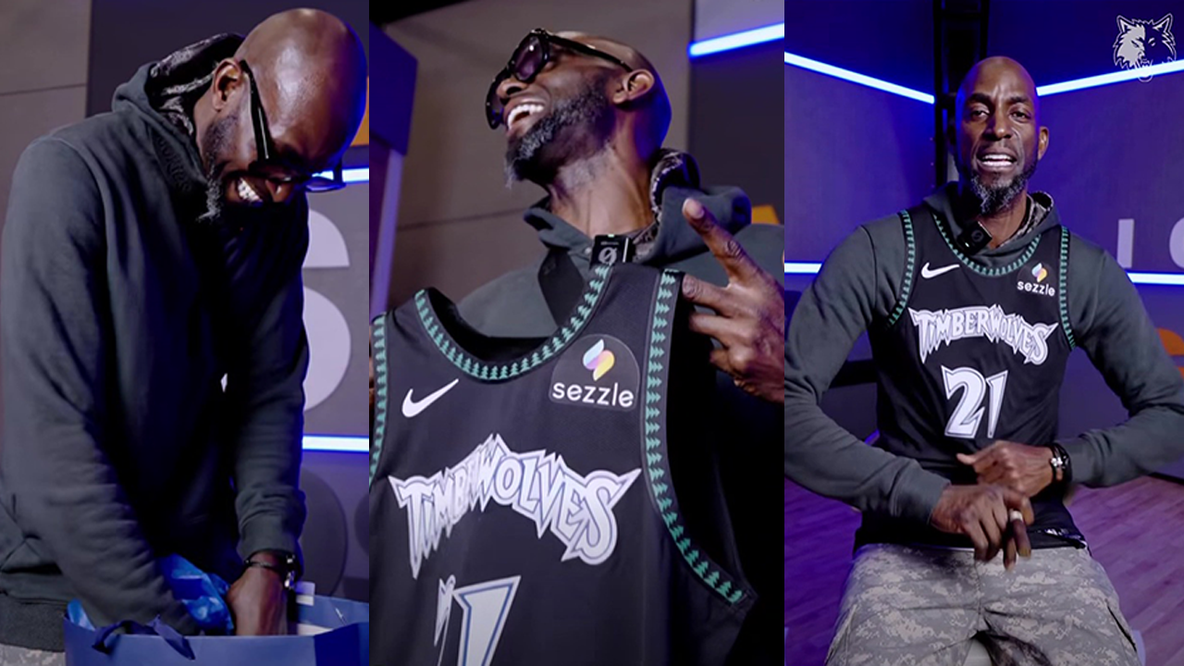 Kevin Garnett dons 'Black Trees' Wolves jersey in Christmas Eve video