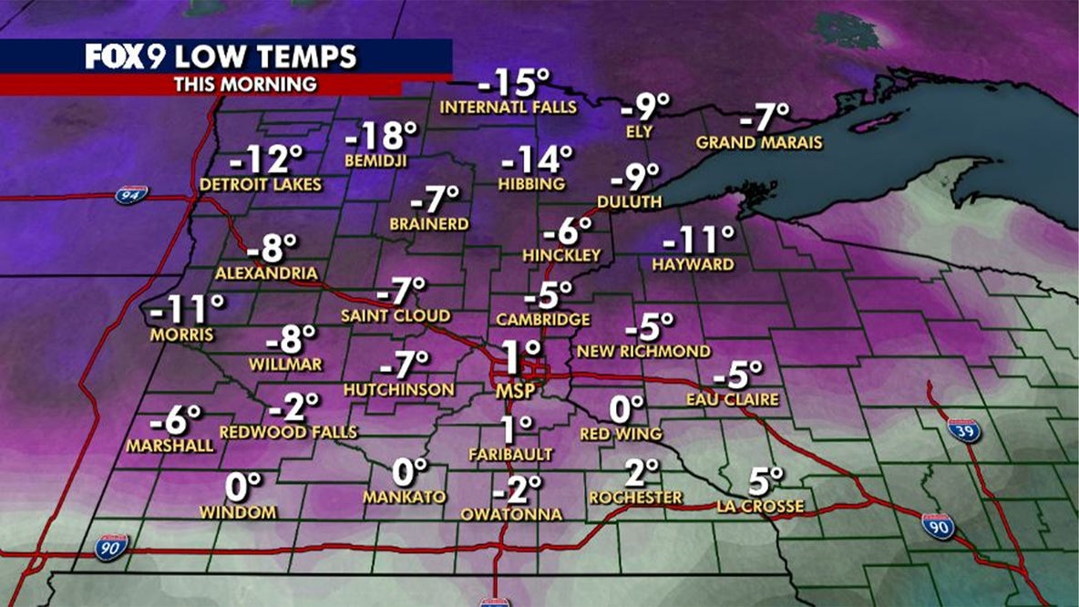 Here's how cold it got Sunday morning in Minnesota