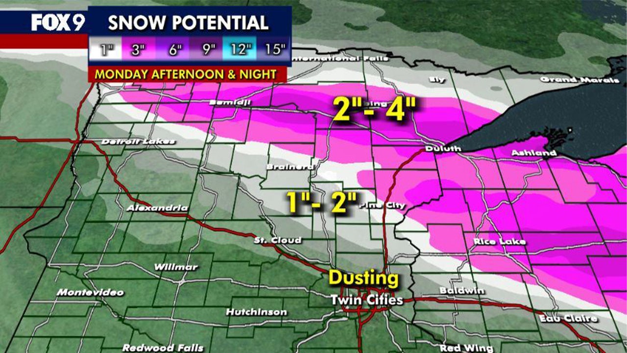 Minnesota weather: Slowly warming temps with light snowflakes Monday