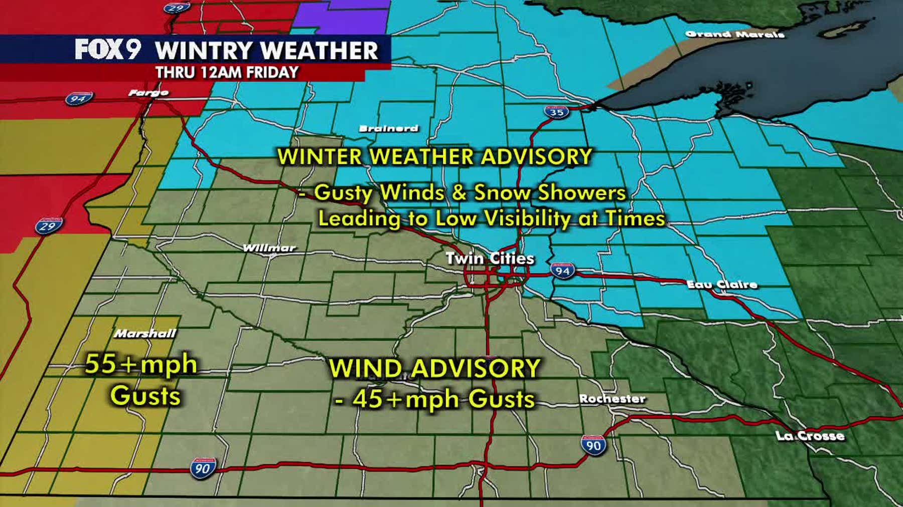 Minnesota weather: Falling temps, gusty winds and snow showers Thursday
