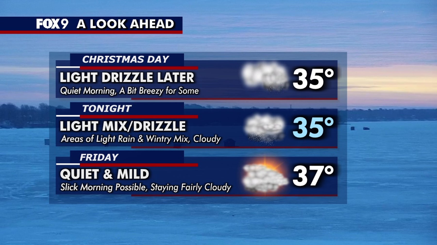 Minnesota Christmas forecast: Warm temps but drizzle could create slick roads up north