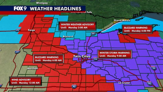 Blizzard warning, winter storm warning in effect across MN