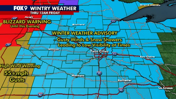 Minnesota weather: Falling temps, gusty winds and snow showers Thursday