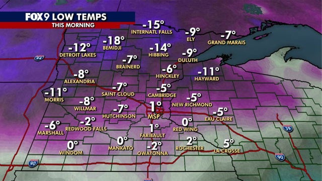 Here's how cold it got Sunday morning in Minnesota