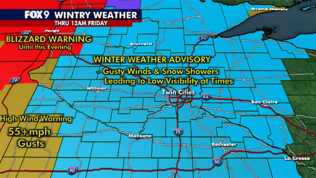 Minnesota weather: Falling temps, gusty winds and snow showers Thursday