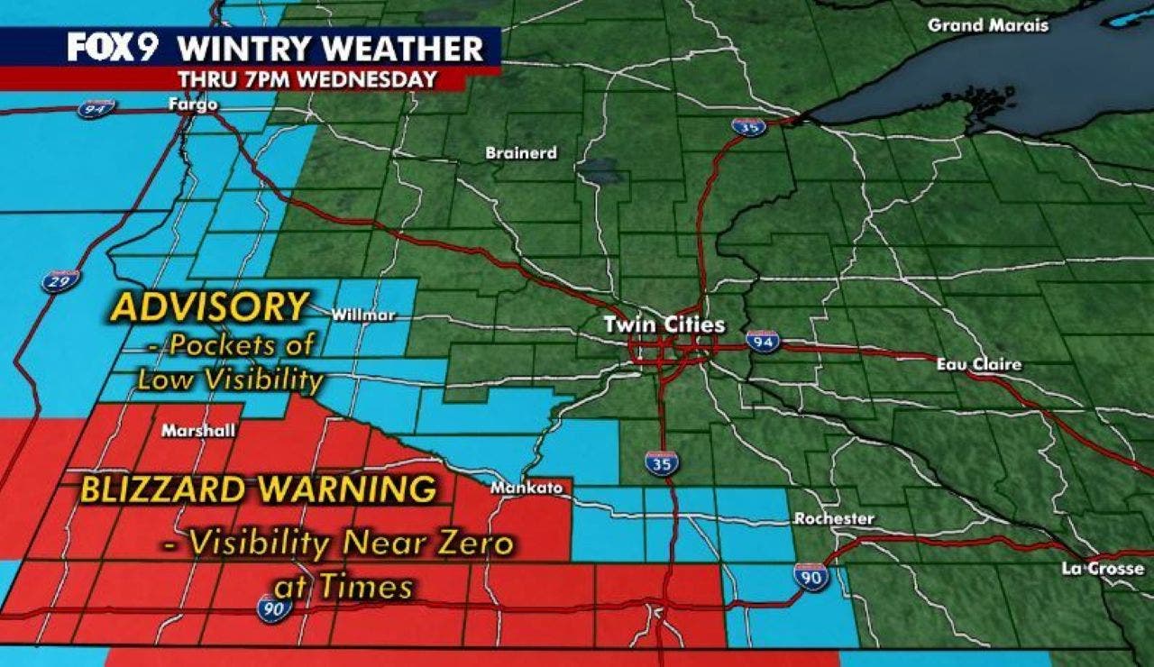 Minnesota weather: Snow showers Wednesday afternoon; blizzard warning in SW MN