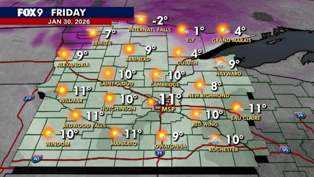 Minnesota weather: Staying cold Friday, warmer temps and chance of snow Sunday