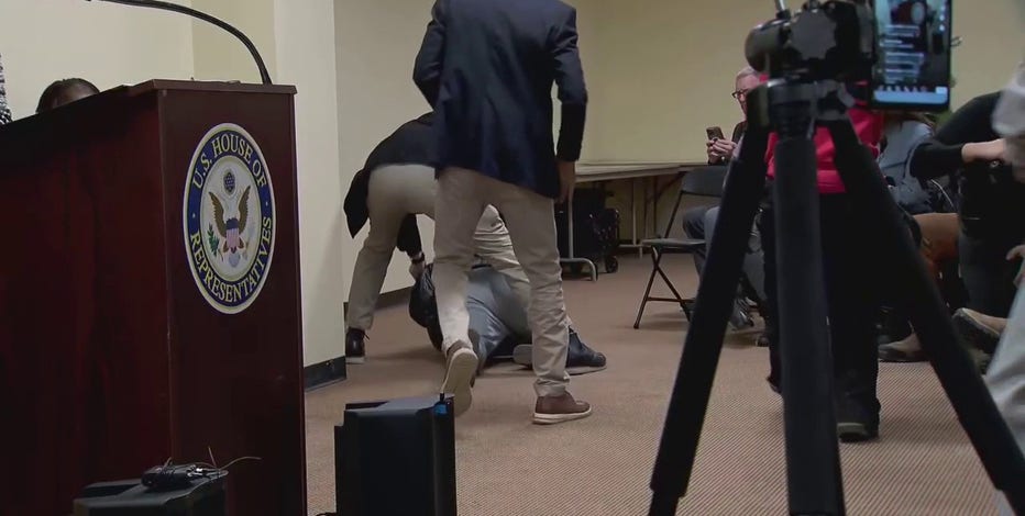 Rep. Ilhan Omar sprayed by syringe, man tackled during townhall event on ICE operations