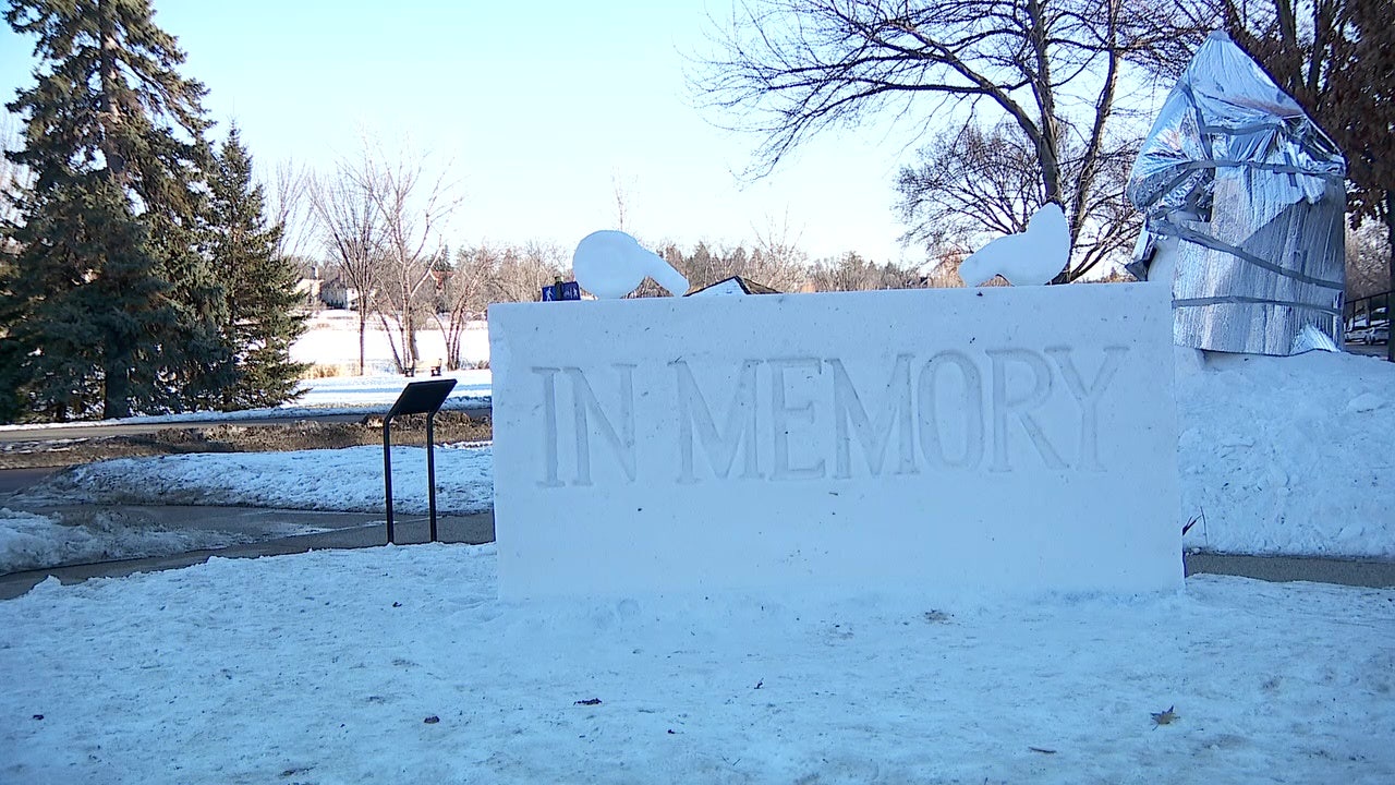 ‘ICE out’ snow sculpture honors Renee Good at Lake of the Isles