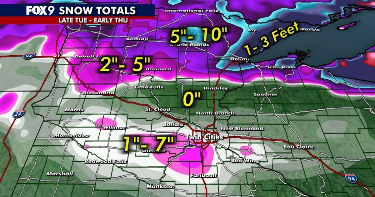 Minnesota snow totals from this week's winter storm