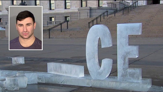 Far-right influencer Jake Lang charged for damaging ‘Prosecute ICE’ sculpture