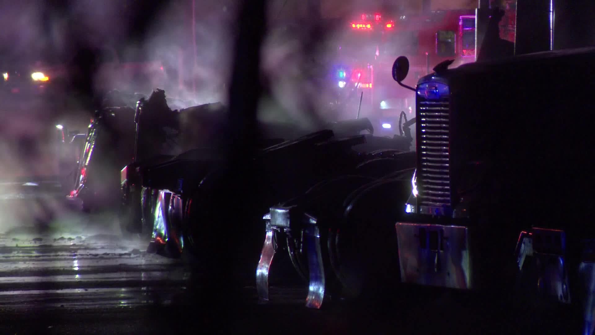 Railyard fire in Minneapolis: Six semi-tractors burned