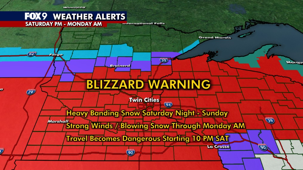 MN winter storm live updates: Heavy snow later Saturday, Blizzard Warnings declared