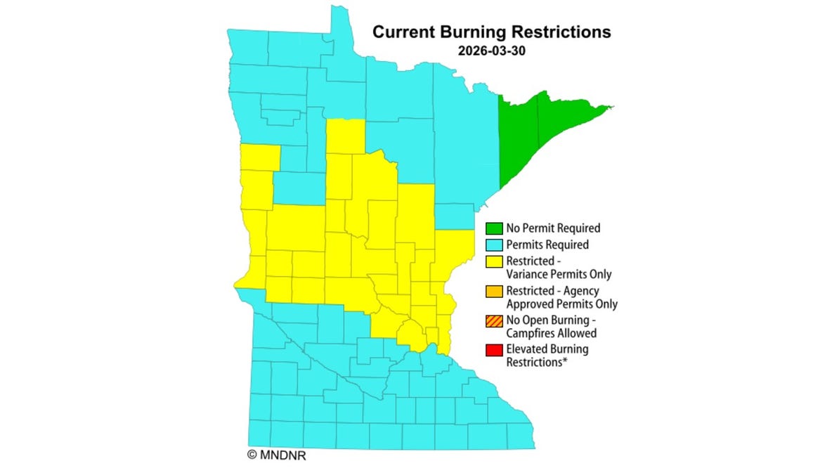 Minnesota spring burning restrictions begin: 32 counties at wildfire risk