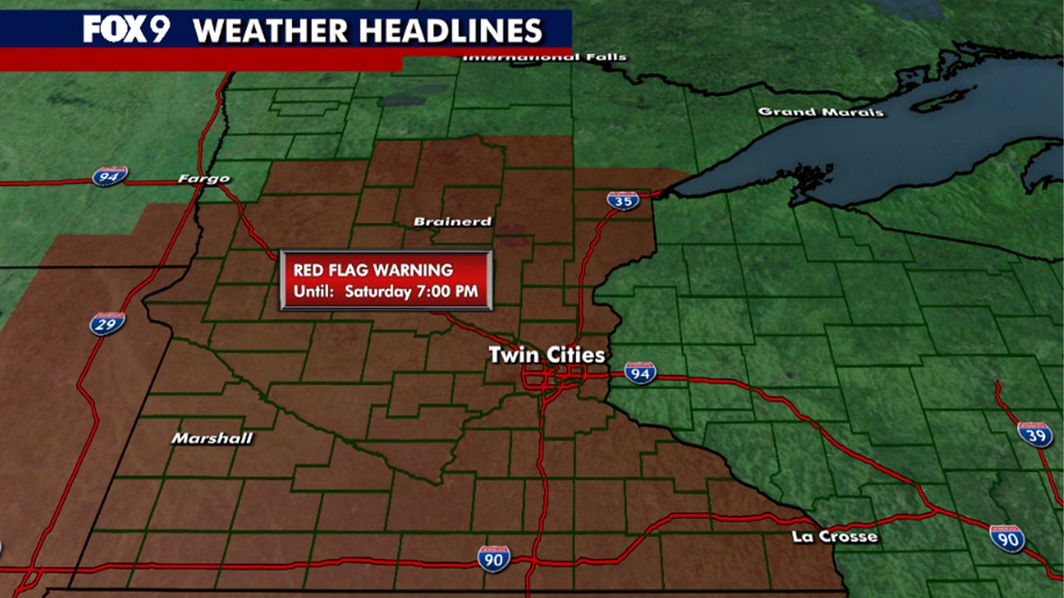 Red flag warning issued for much of MN on Saturday
