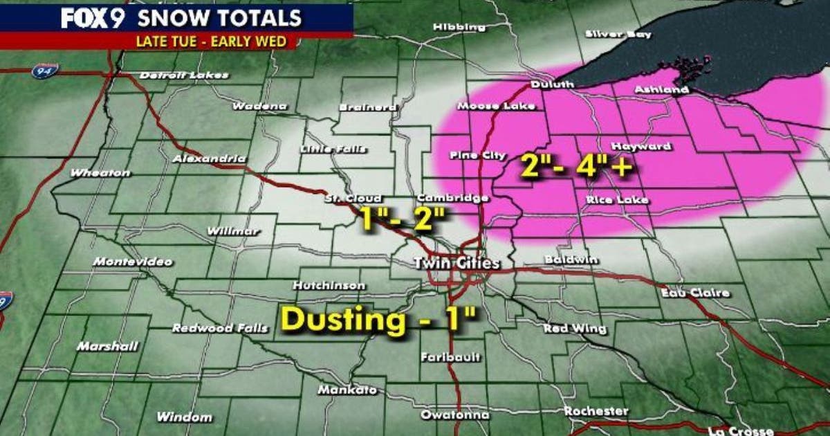 Minnesota snow totals from March 10-11