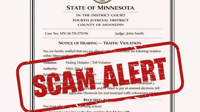 Minnesota courts warn unpaid parking ticket text scam