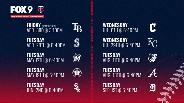 10 Minnesota Twins games to air on FOX 9: TV schedule