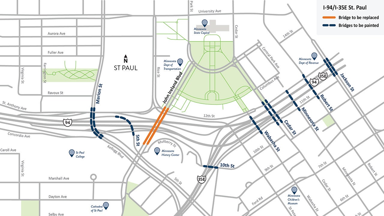 Westbound I-94 closure in St. Paul: Bridge work set for April 17-20